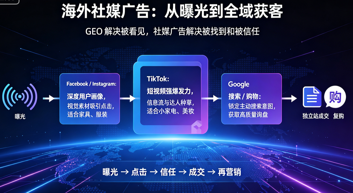 GEO时代跨境出海怎么做独立站？GEO 搭配海外社媒广告全域引流