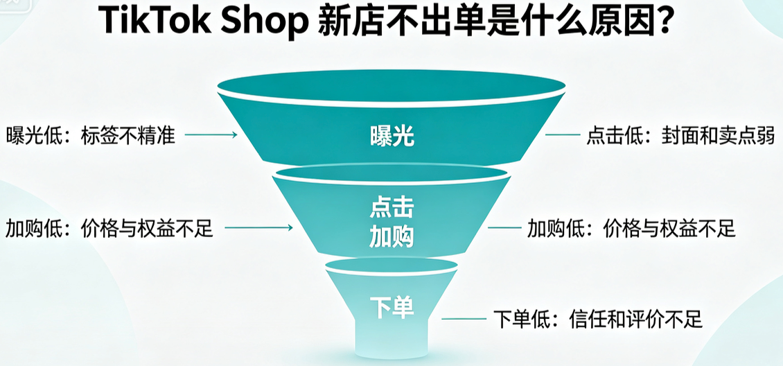 TikTok Shop 新店不出单是什么原因？有流量不下单，根源在 4 个基础环节